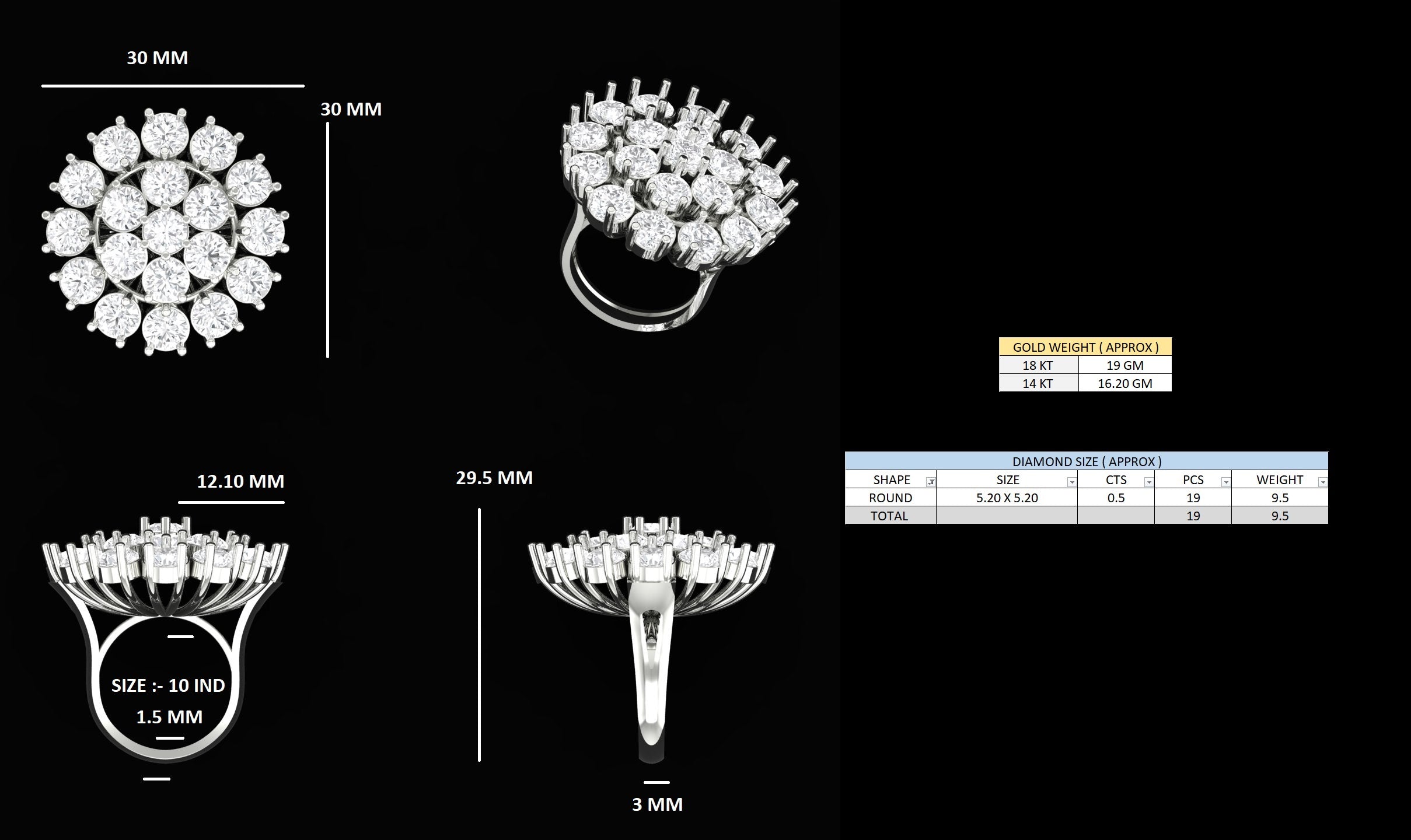La DiaMantés | Sunburst Elegance Diamond Ring